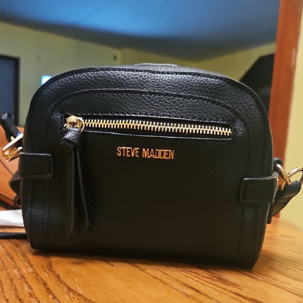 Steve Madden Black Crossbody with Gold Details